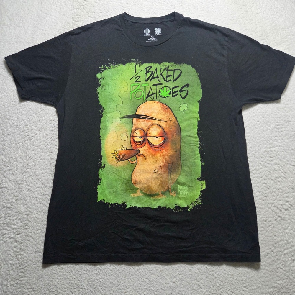 Get Down Art Big Chris Art T-Shirt Mens XL Black Half Baked Potato Graphic 420